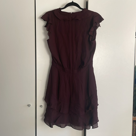 Parker Maroon Tangia Ruffle Detail Minidress size 4 - Picture 5 of 8
